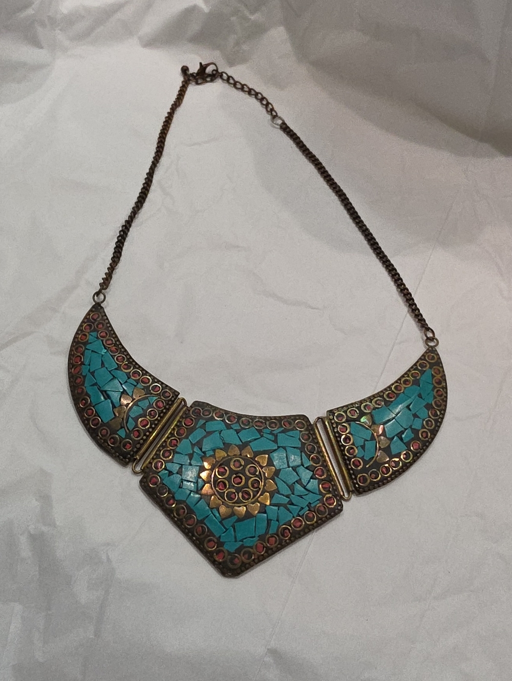 Bohemian Turquoise Mosaic Statement Necklace